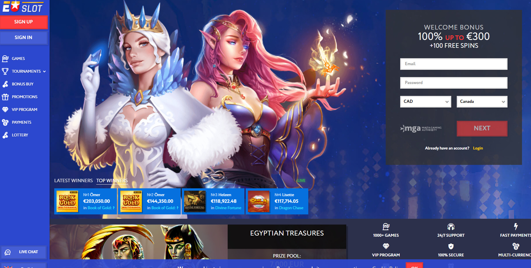 EUSlot Casino Welcome Bonus