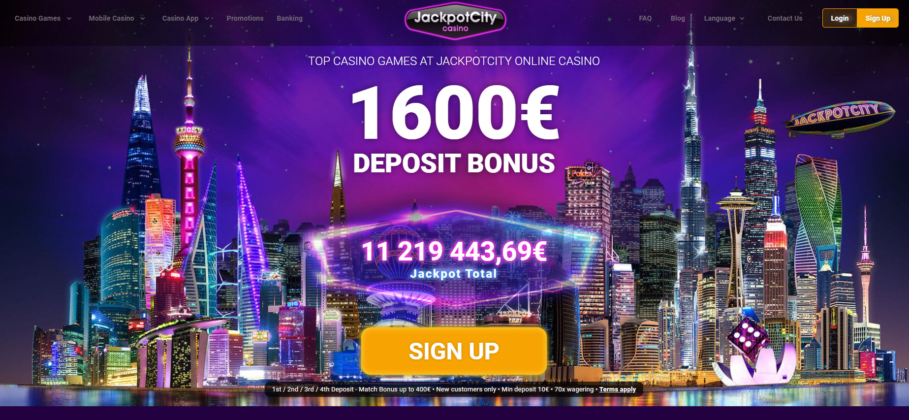 Jackpot City Casino Welcome Bonus
