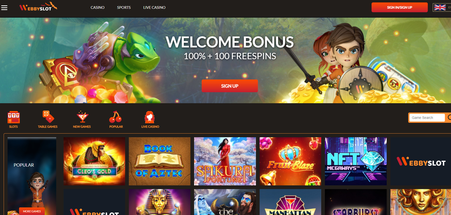 Webby Slot Casino Welcome Bonus