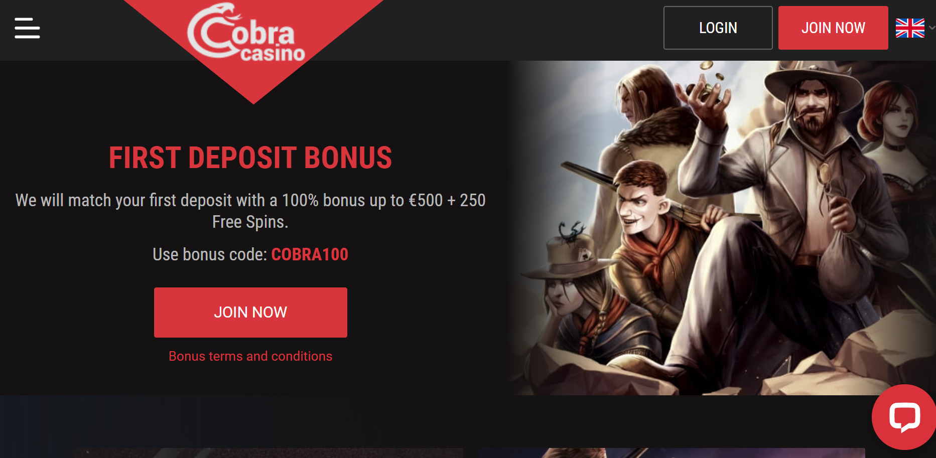 Cobra Casino Welcome Bonus free spins