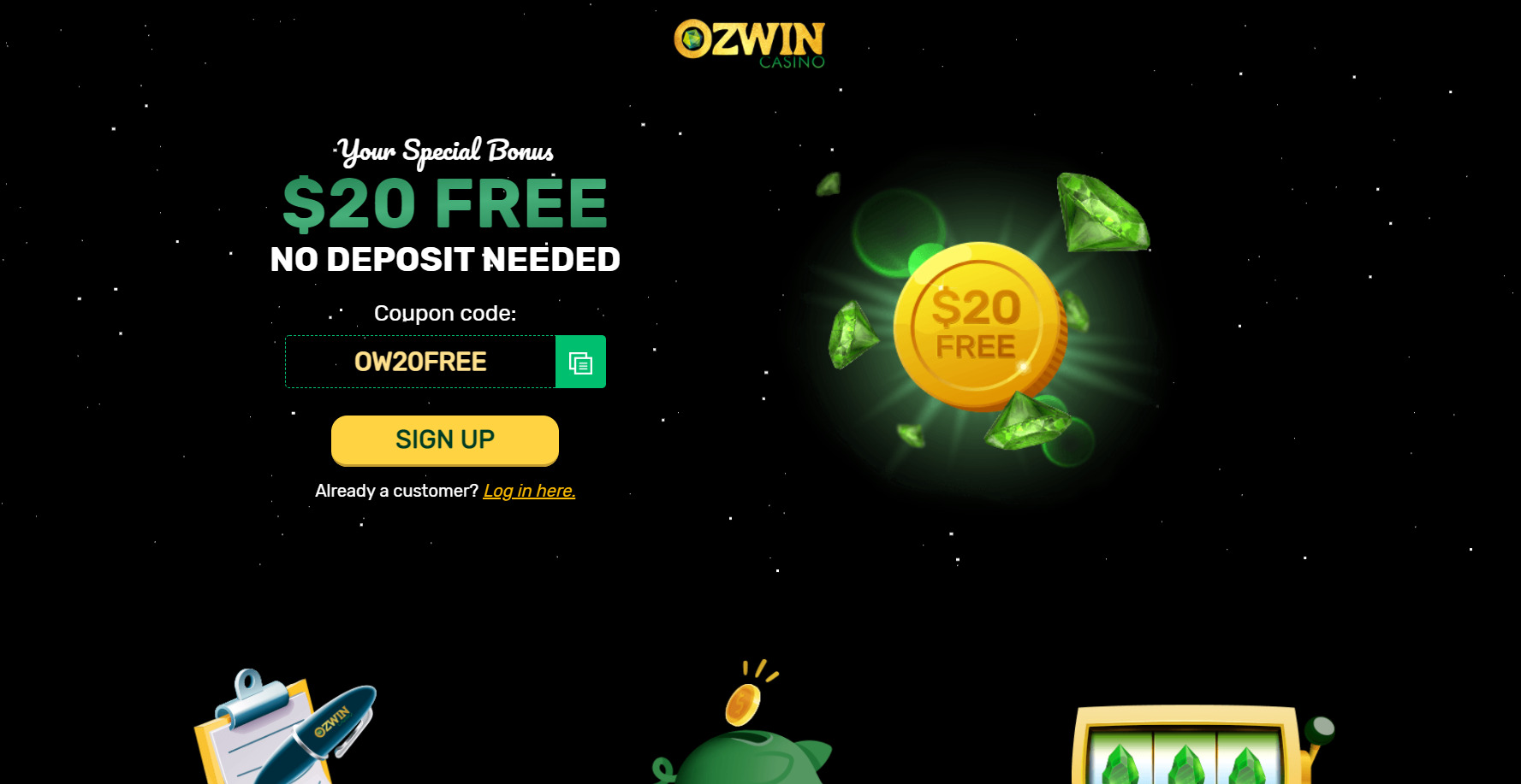 Ozwin Casino 20 free chips