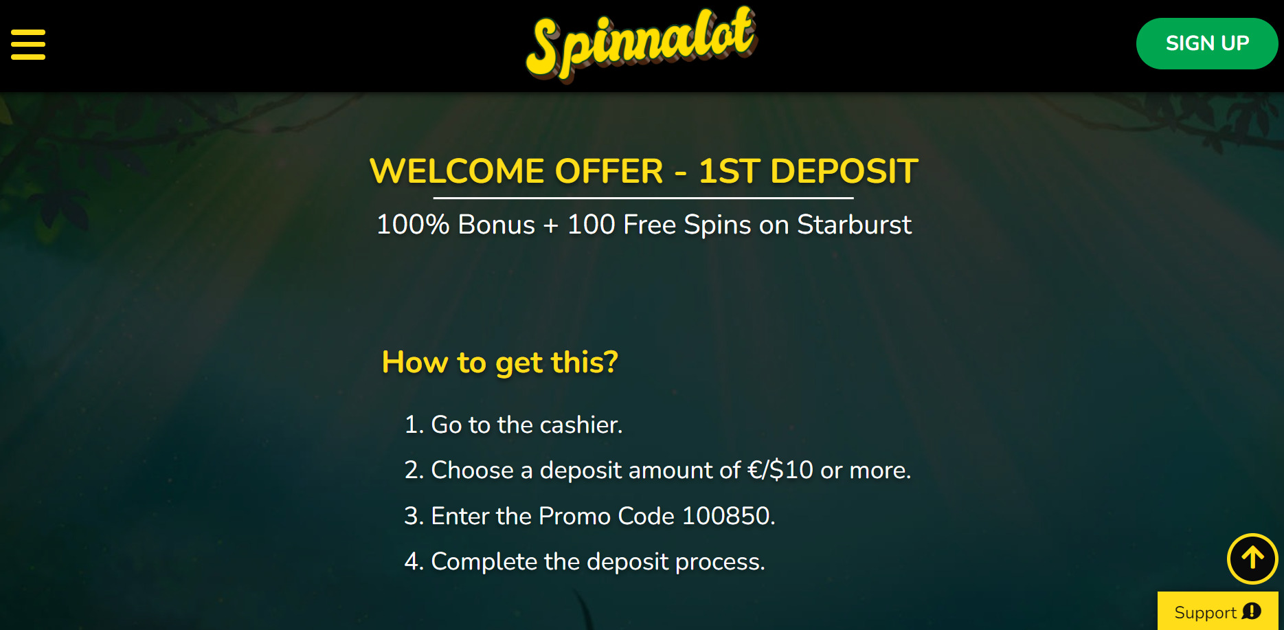Spinnalot Casino Welcome bonus