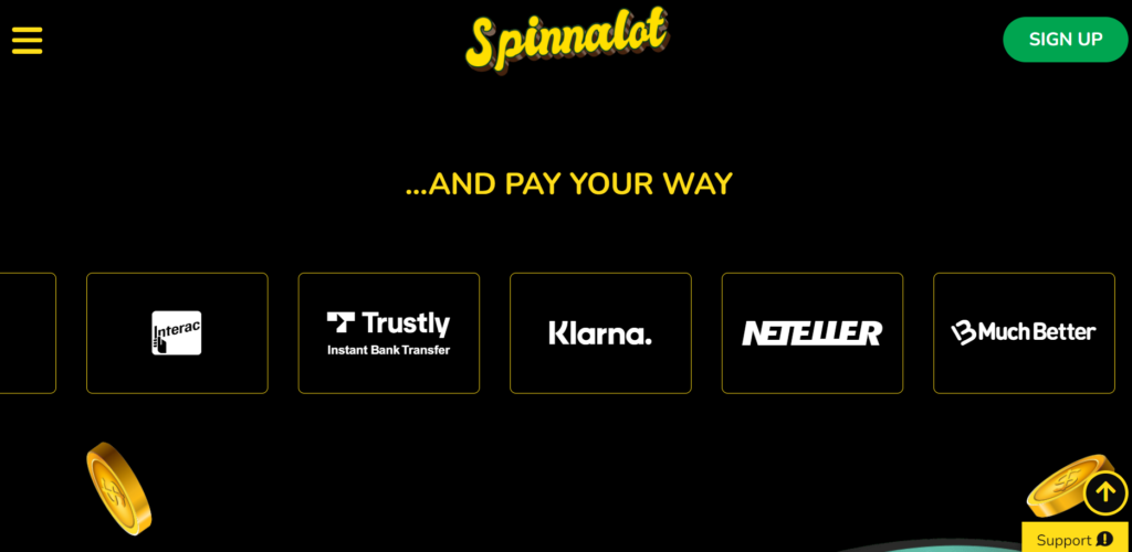 Spinnalot Casino payment methods