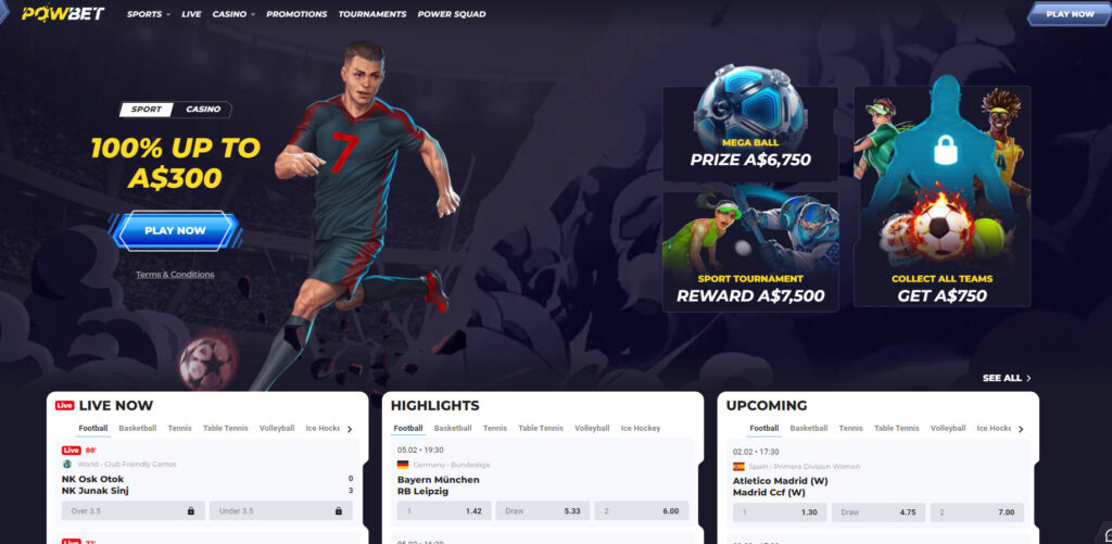 PowBet Casino homepage