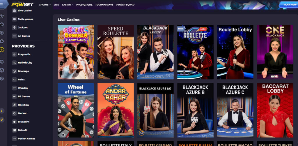 PowBet Casino live casino games