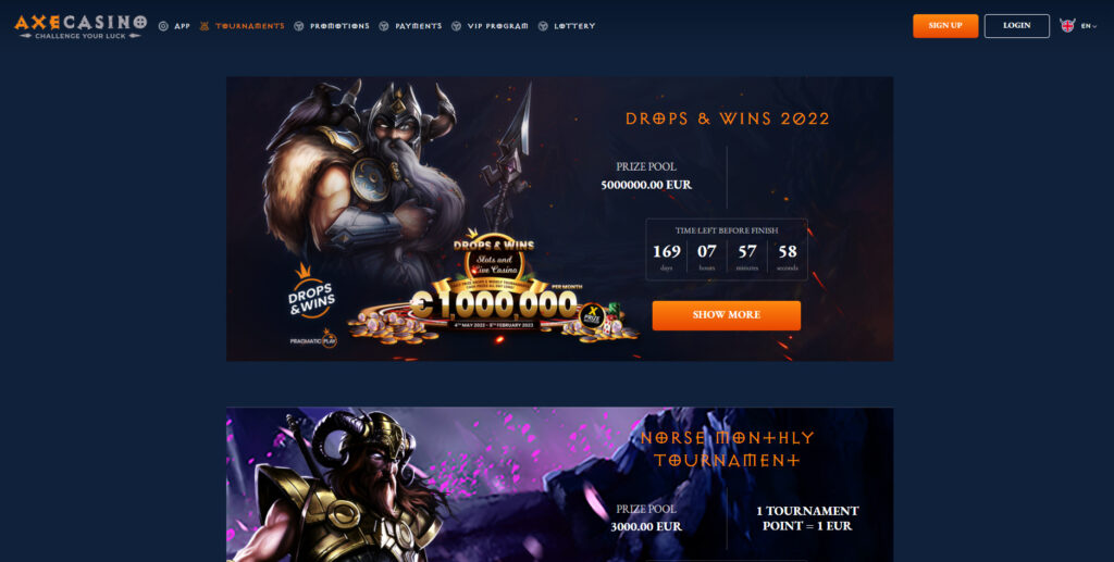 Axe Casino tournaments