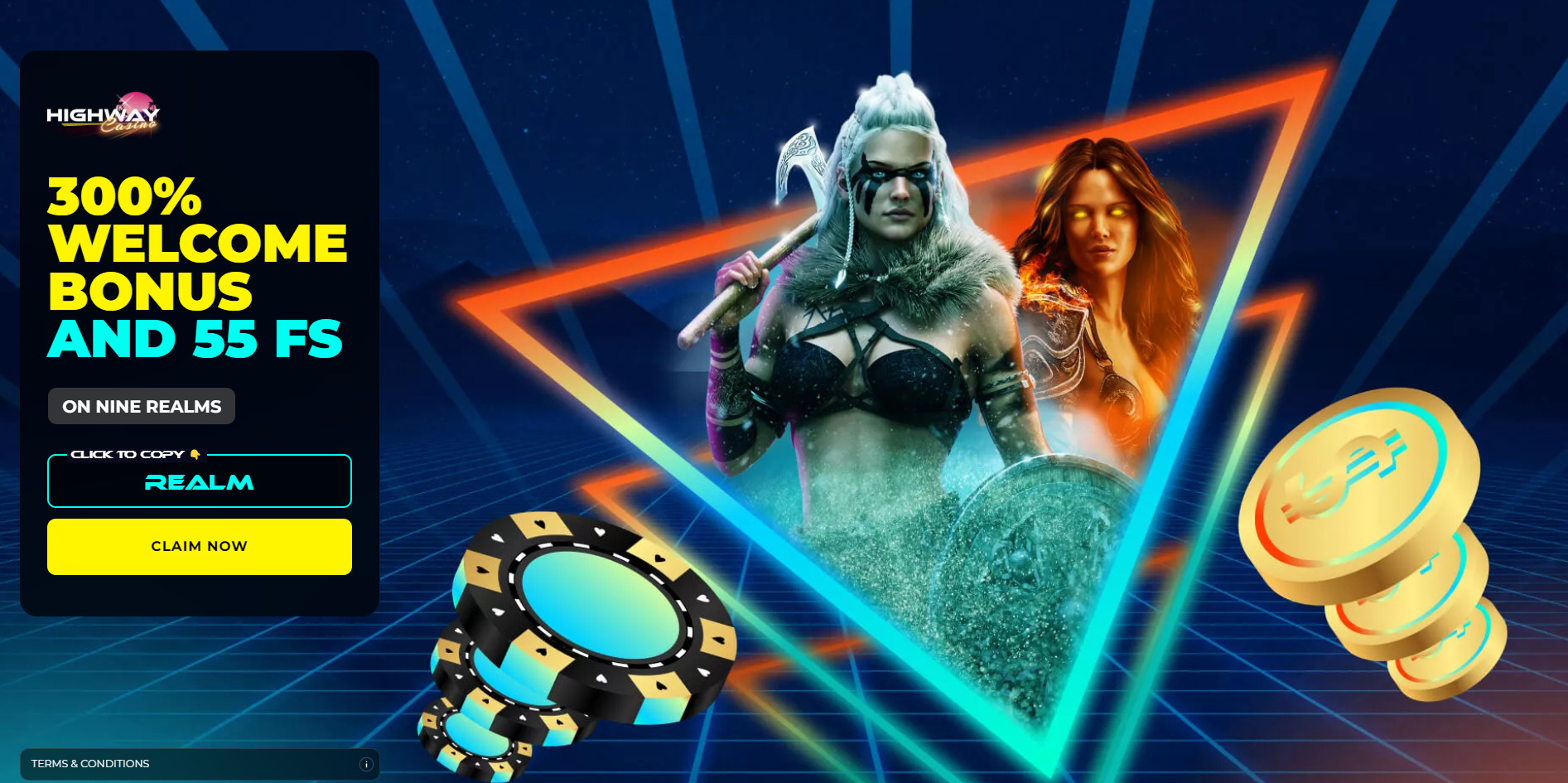 Highway Casino 55 free spins on Nine Realms