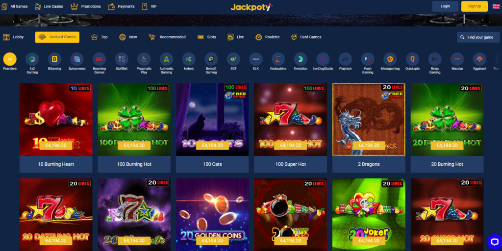 Jackpoty Casino jackpot games