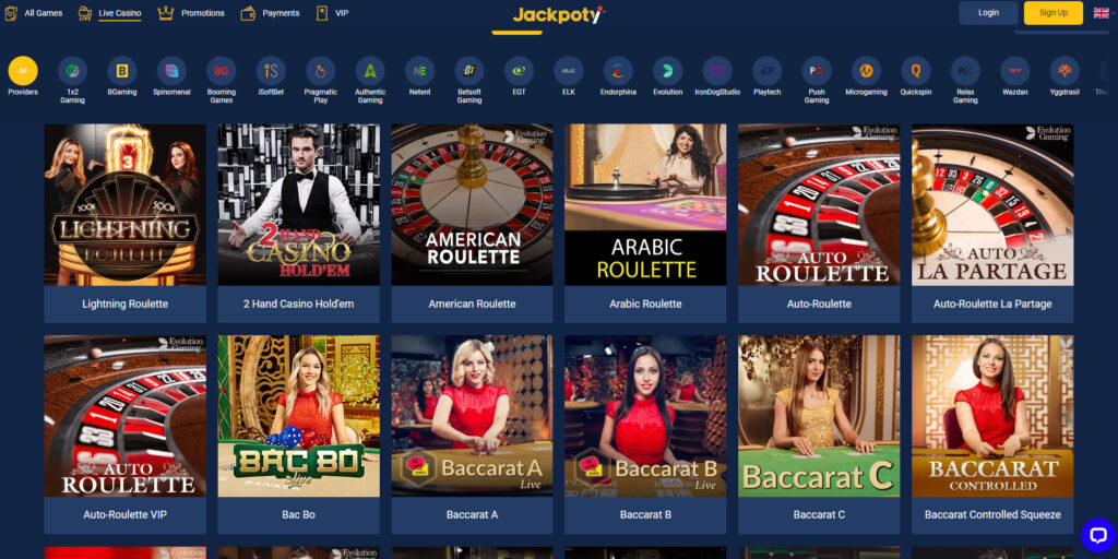 Jackpoty Casino live games