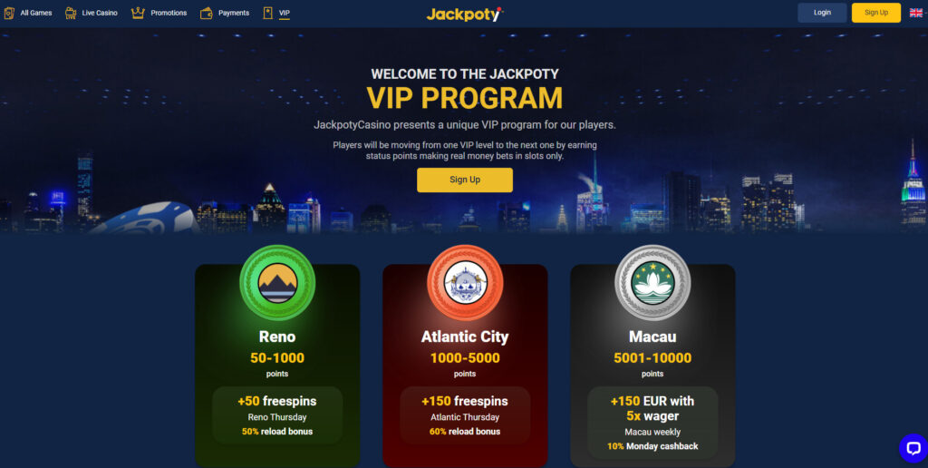 Jackpoty Casino vip club