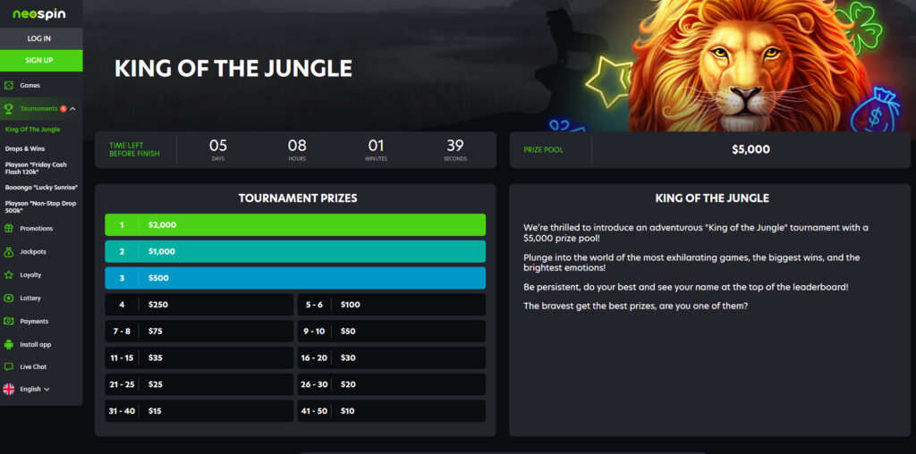 NeoSpin Casino tournaments