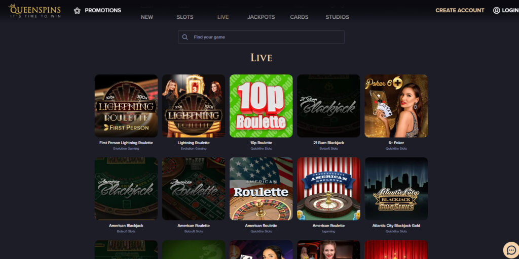 Queen Spins Casino live