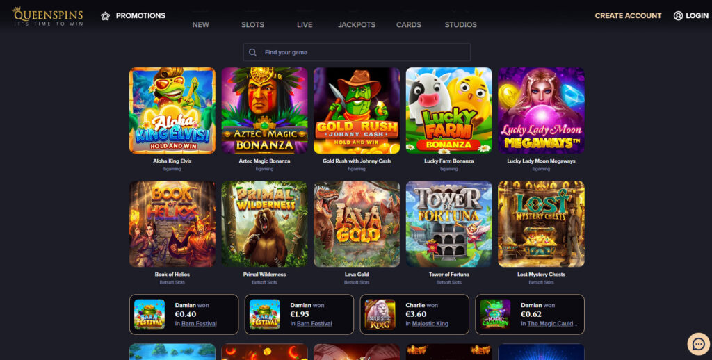 Queen Spins Casino slots and pokies