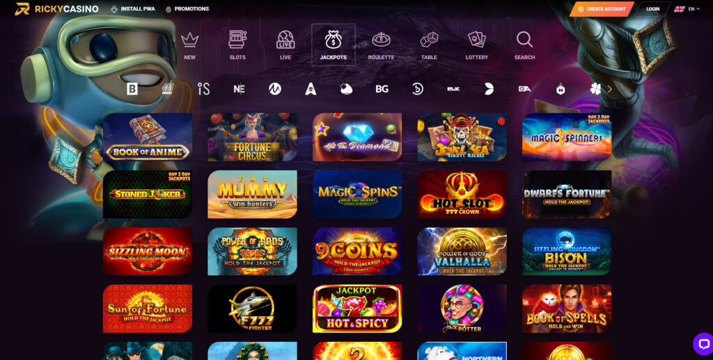 Ricky Casino jackpots