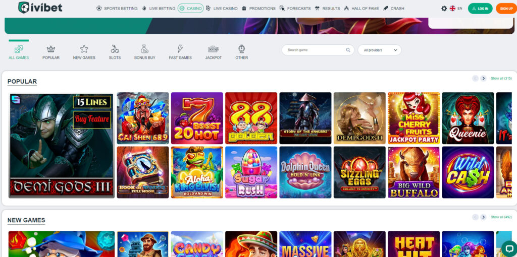 Ivibet Casino games