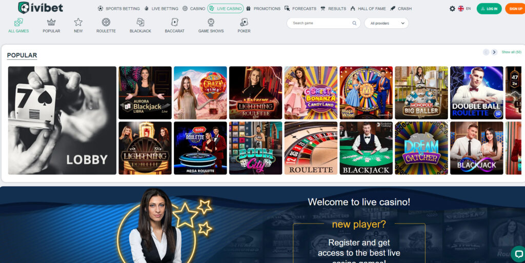 Ivibet Casino live games