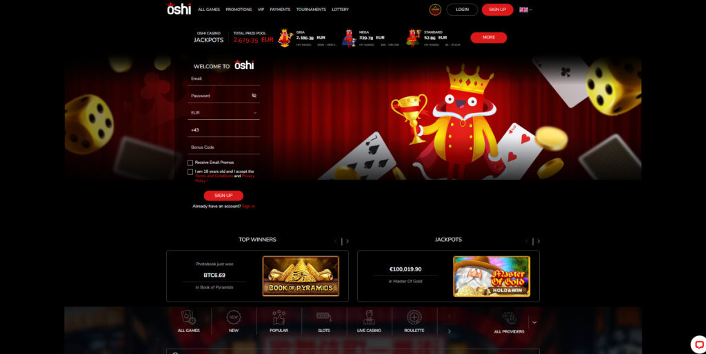 Oshi Casino signup