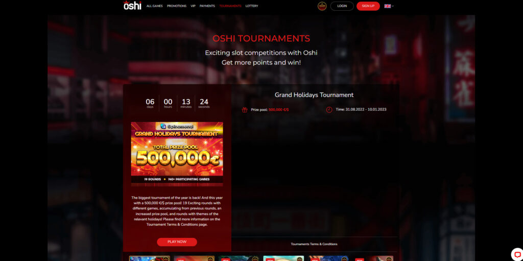 Oshi Casino tournaments