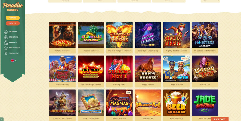Paradise Casino slots