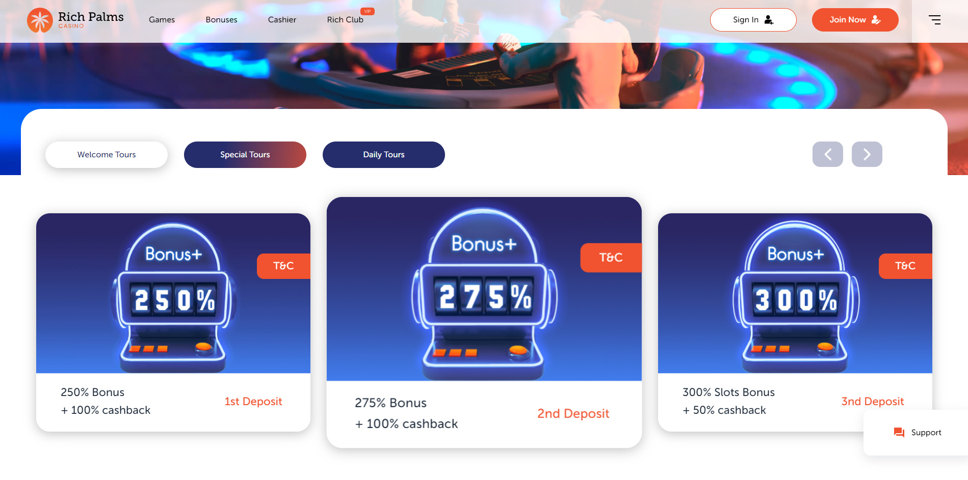 Rich Palms Casino Welcome Bonus