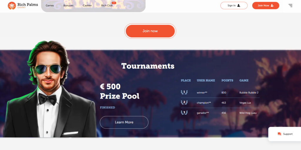 Rich Palms Casino tournaments