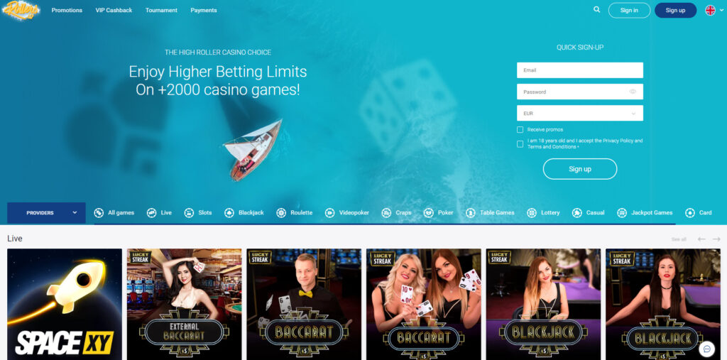 Rollers.io Casino signup
