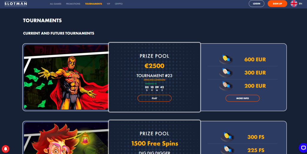 Slotman Casino tournaments